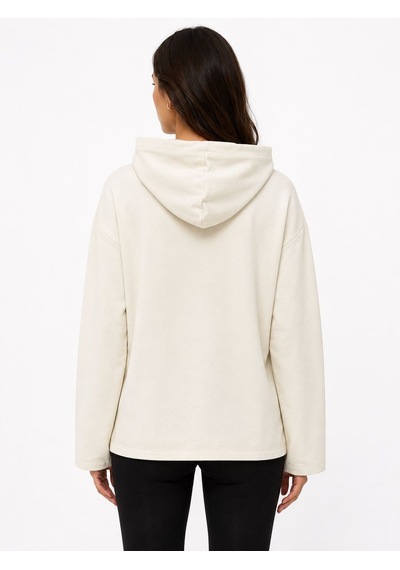 Neden Tekstil Kadın Kapüşonlu Rahat Kesim Sweatshirt - Beyaz