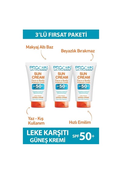 Güneş Kremi 50 Ml 3 Adet Fırsat Paketi
