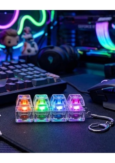 Kargo Mekanik Klavye Anahtarlık Işıklı Gerginlik Giderici Klik Tuş Oyuncağı Renkli Fidget Najmaddin