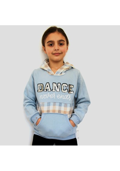 Milenawear by Milena Dance Nakışlı Cepli Kapüşonlu Kalın Kız Alt Üst Takım Mavi