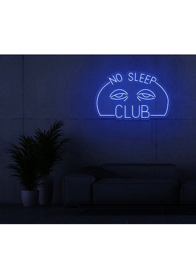 No Sleep Club Yazılı Ve Şekilli Neon Tabela Mavi