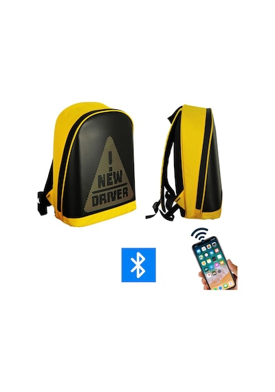Led Ekranlı Motorsiklet Çantası Bluetooth App Kontrollü Okul Sırt Çantası Gift Yazı Resim Pixell Sarı