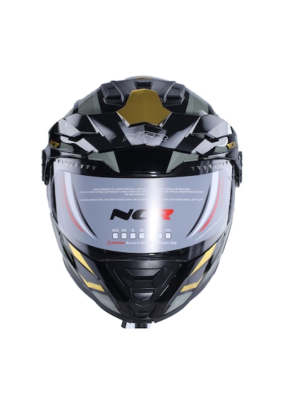 Ncr X-Cross Sarı Grafik Ece-22.06 Çene Açılır Kask Sarı Gri