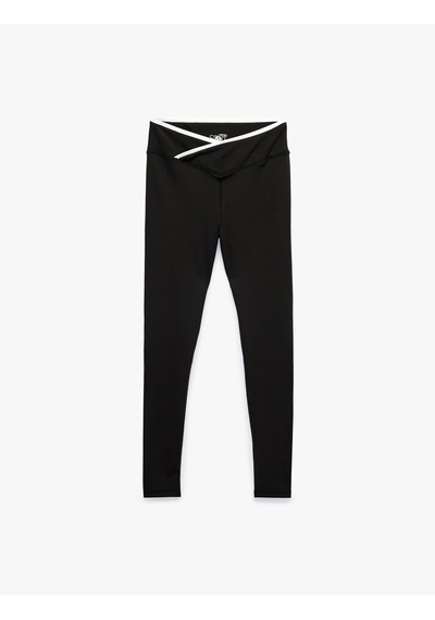 Koton Kemer Detaylı Slim Fit Yüksek Bel Spor Tayt Siyah 6sak40264nk