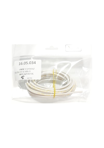 4mm 5metre Yanmaz Silikon Kablo Beyaz Renk 1 Adet