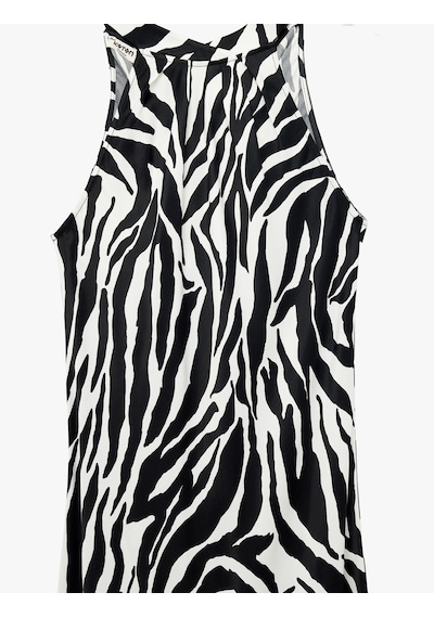 Koton Zebra Desenli Halter Yaka Maxi Elbise Siyah Desenli 6sak80199uw Siyah