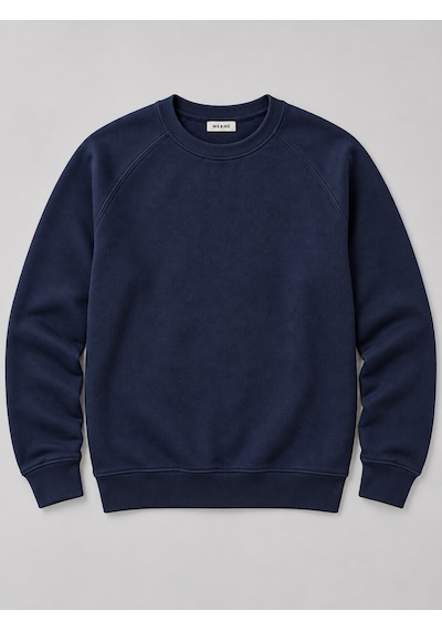 We&me Erkek Pike Kumaş Reglan Kol Bisiklet Yaka Regular Fit Sweatshirt Lacivert