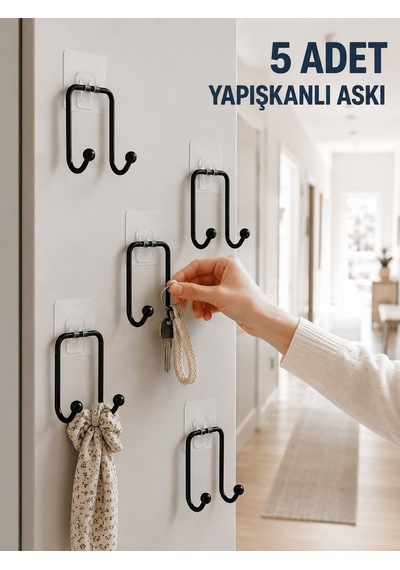 Lexroo 5 Adet Yapışkanlı Duvar Askısı Çok Amaçlı Pratik Askılık S Diğer