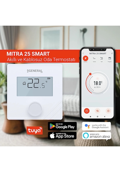 General Mıtra 25 Smart Kablosuz Wi-Fi Kontrollü Akıllı Oda Termostatı