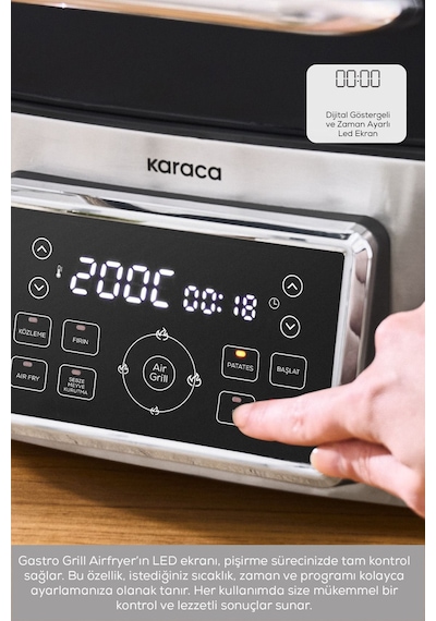 Karaca Gastro Grill 6 Kişilik Geniş Hacim Airfryer Air Grill ve Izgara Makinesi
