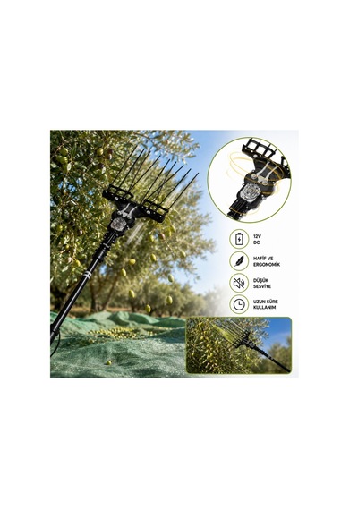 Algaride Olivpowr Master Zeytin Badem Ceviz Hasat Makinesi Paralel Aynı Yönlü Çırpıcı 3,2 Metre Teleskopik 8 Karbon Fiber Çubuk Ayarlanabilir Devir Ve Vuruş