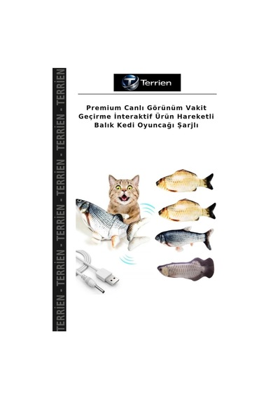 Premium Canlı Görünüm Vakit Geçirme İnteraktif Ürün Hareketli Balık Kedi Oyuncağı Şarjlı
