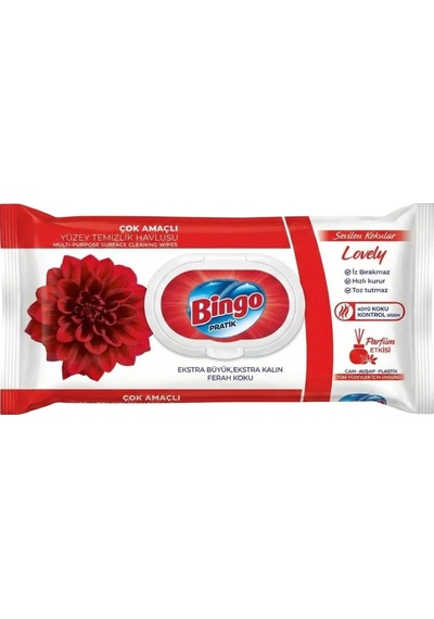 Bingo Clean Yüzey Temizlik Havlusu 96 Yaprak Lovely - Gül Tekli