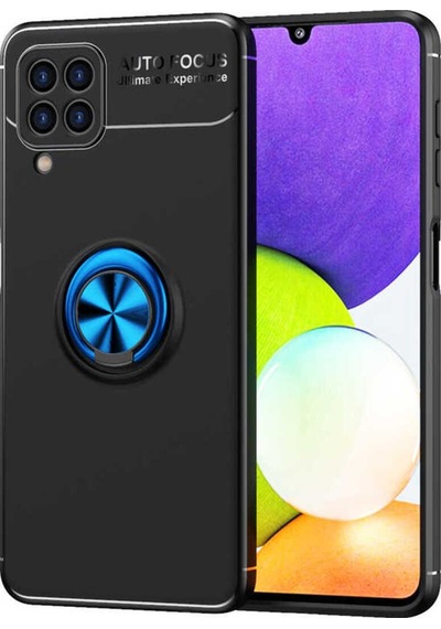 Galaxy A22 4g Kılıf Zore Ravel Silikon Kapak Siyah-Mavi