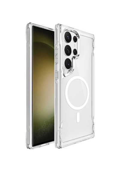 Galaxy S24 Ultra Kılıf Zore M-safe Şarj Özellikli T-max M-safe Kapak Renksiz