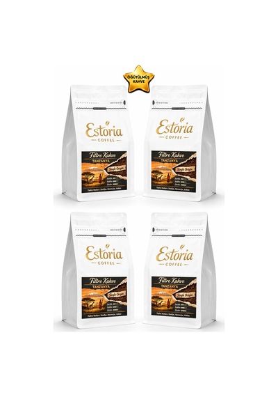 Estoria Coffee Tanzanya Filtre Kahve 4 x 250 G %100 Arabica Canlı Asidite Meyvemsi Aroma Öğütülmüş