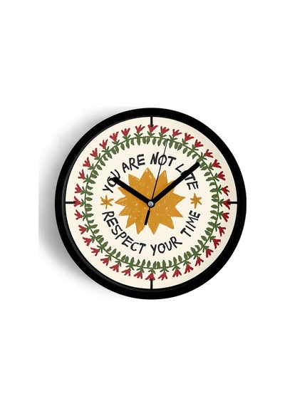Modern Yazılı Tasarım - You Are Not Late Duvar Saati - 25cm - Önü Camlı Siyah Kasa-jh0036 Siyah