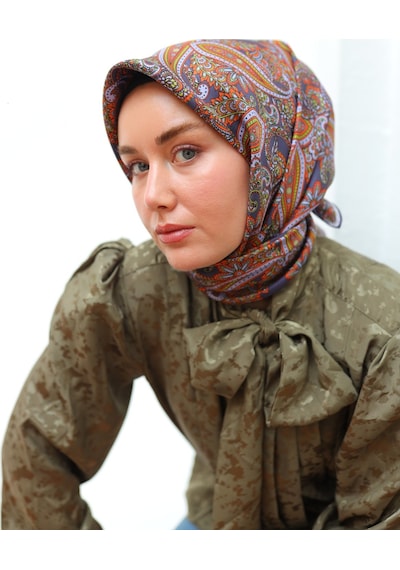 Silk Home Twill İpek Eşarp 11455-42 Mor, Lila, Turuncu, Yeşil