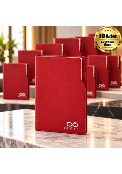 Bk Kurumsal Logonuza Özel 10 Adet 374 Termo Deri Ajanda 2027 - Günlük Kurumsal Ajanda 17x24 Cm Kırmızı Beyaz