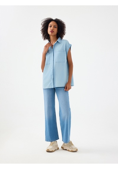 Regular Fit Kadın Gömlek K.kol Denim