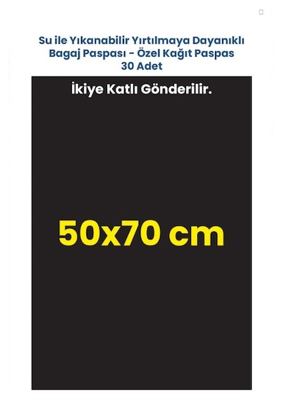 Suya Dayanıklı Yıkanabilir 50x70cm Siyah Baskısız Uyumlu Oto Paspas Kağıdı 30 Adet