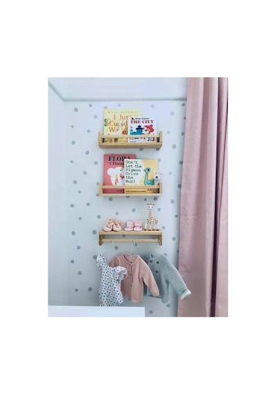 Montessori Kitaplık Çocuk Bebek Odası Rafı Ahşap Kitaplık Askılık 40cm 3lü Ters Düz Raf Ahşap Ahşap