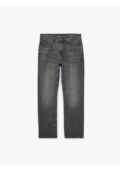 Koton Pamuklu Normal Bel Straight Fit Mark Siyah Erkek Jean Pantolon 7wam40033nd