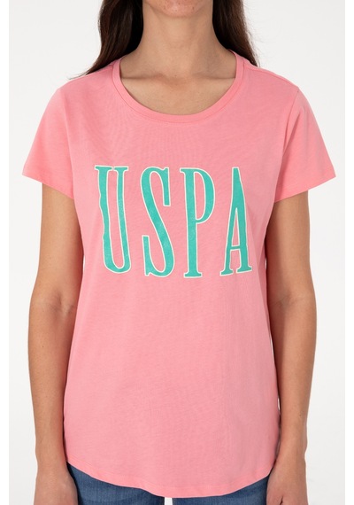 U.S. Polo Assn. Kadın Pembe Bisiklet Yaka Tişört 50305842-VR041