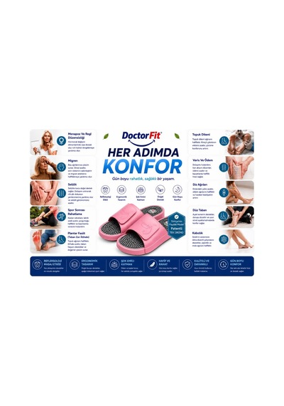 Doctor Fit Refleksoloji Rahatlatıcı,akapunktur Masaj Terliği Beyaz Erkek Terliği 42 Numara