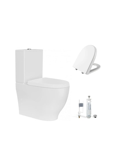 Creavit Mare Duvara Sıfır Kanalsız Klozet + Rezervuar + Duroplast Kapak + Çift Basmalı İç Takım Set
