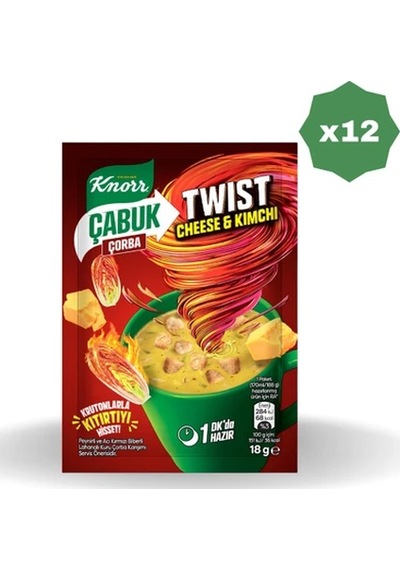 Knorr Çabuk Çorba Twist Cheese Kimchi - 12 Adet
