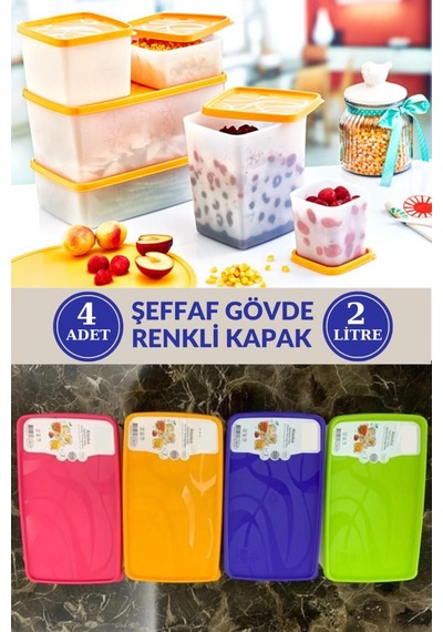 Flosoft 2 Litre Alaska No Frost Buzdolabı Dondurucu Erzak Saklama Kabı 4 Adet
