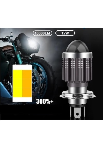 Motosiklet H4 Mercekli Led Far Ampulü Çift Renk Sarı-beyaz-aydınlatıcı 1 Adet