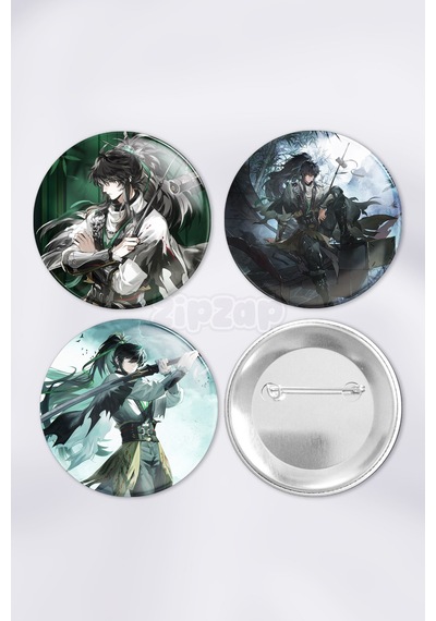 Qiuyuan Wuthering Waves Gacha Çanta Süsü Rozet İğneli Buton Rozet Seti 3 Adet Üçlü