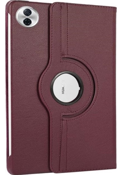 Honor Pad 10 12.1 Inç Kılıf Koruyucu 360 Dönebilen Standlı Pu Deri Tablet Ön Arka Kapak Mor