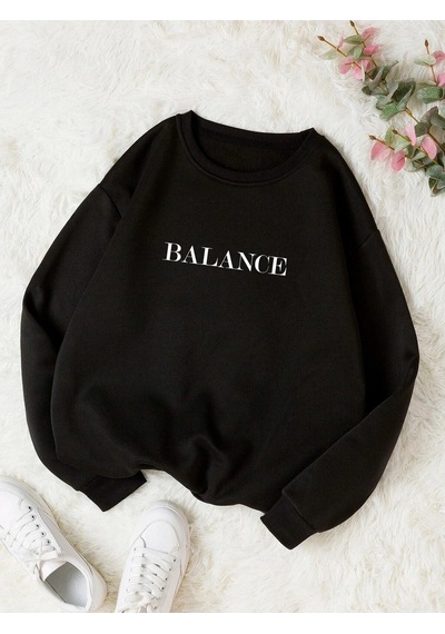 Startmore Adrift Balance Renkli Oversize Bisiklet Yaka Pamuklu Sweatshirt Siyah Siyah