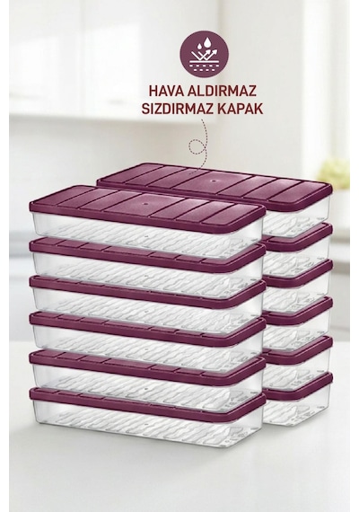 Selka Home 12 Adet 1 Lt. Nora Organizer Buzdolabı Buzluk Düzenleyici Saklama Kabı