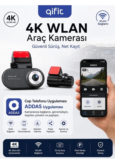 4k Ultra Hd Wlan Araç Kamerası Ön Ve Arka Kamera Park Kiti