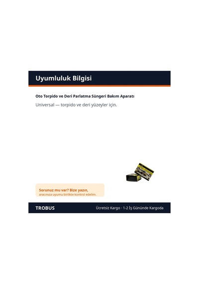 Trobus Oto Torpido Ve Deri Parlatma Süngeri Bakım Aparatı