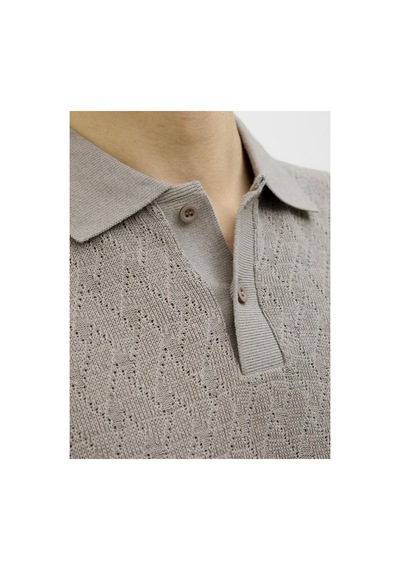 Jack & Jones Erkek Kahve Jprblatrent Jacquard Polo Sn Polo Tişört 12275090-greige Kahve