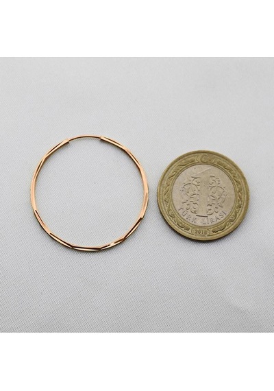 Pembe Kalem İşli Halka Küpe Çapı: 3.4cm Pembe Altın