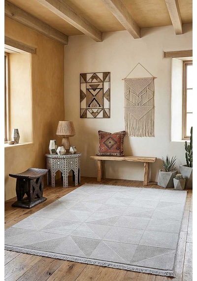 Etnik Craft Madre Modern Desenli Halı Md03 Krem