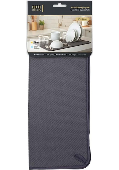 Bizdeneve Mikrofiber Bulaşık Kurutma Matı Tezgah Üstü - Antrasit Belirtilmemiş Siyah Diğer