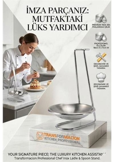 Inox Kepçe Standı - Kaşık Kepçe Standı- Profesyonel Şef Tasarımı 722042