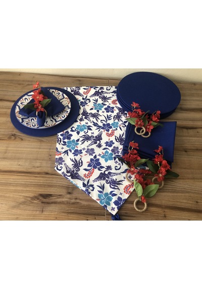 Sofra Sunum Seti Blue Blanc Çiçek Desenli Takım Mavi