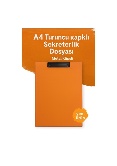 A4 Turuncukapaklı Sekreterlik Dosyası Metal Klipsli