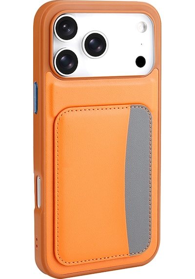 Apple Uyumlu iPhone 17 Pro Kılıf Kartlıklı Zore X-kart Silikon Kapak Turuncu