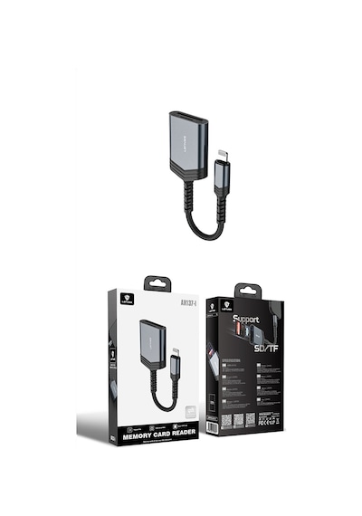 Lenyes Ax137 2in1 Lightning To Tf/sd Kart Çevirici Dönüştürücü Siyah