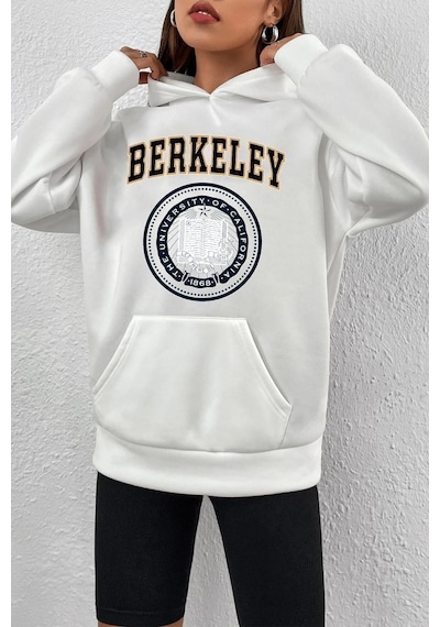 Uyguntarz Unisex Berkeley Baskılı Sweatshirt beyaz