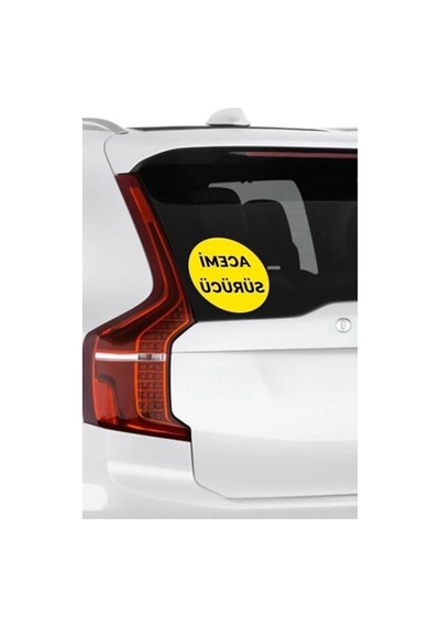 Sarı Zemin Üzerine Siyah Yazılı Acemi Sürücü Sticker - 15x15 Cm Abanoz